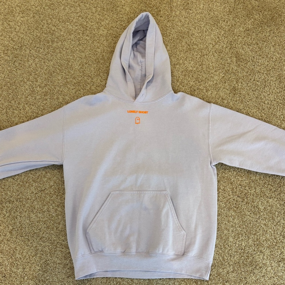 LONELY GHOST Purple Hoodie with Orange Detail